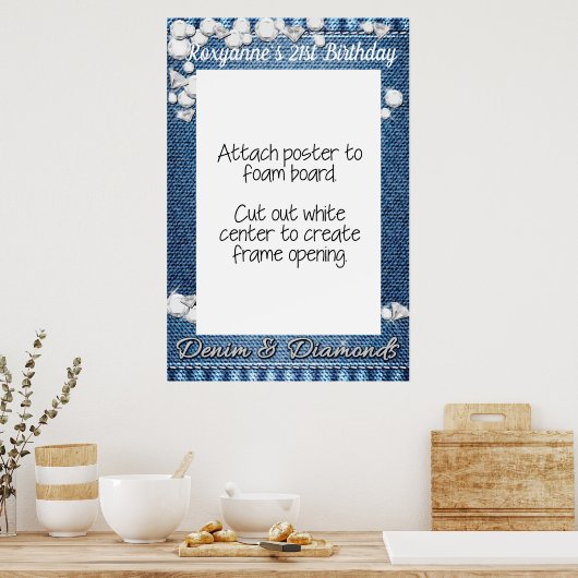 Denim and Diamonds Photo Booth Lijst Prop Poster (Keuken)