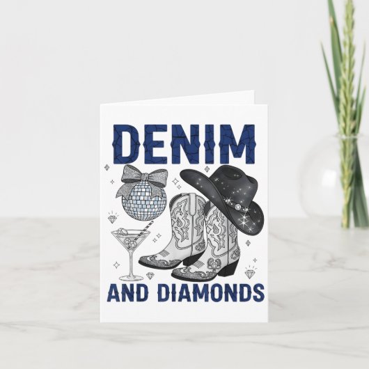Denim And Diamonds Westerse Dameslaarzen Spijkerbr Kaart (Voorkant)