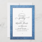 Denim and Gold Fashionista Bachelorette Invitation Kaart (Achterkant)
