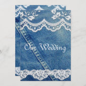 Denim and Lace Rustic Country Wedding Invitations Kaart (Voorkant / Achterkant)