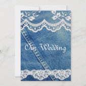 Denim and Lace Rustic Country Wedding Invitations Kaart (Voorkant)