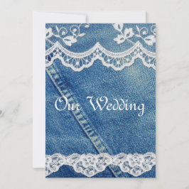 Denim and Lace Rustic Country Wedding Invitations Kaart
