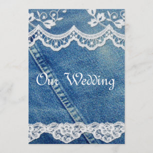 Denim and Lace Rustic Country Wedding Invitations Kaart