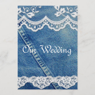 Denim and Lace Rustic Country Wedding Invitations Kaart