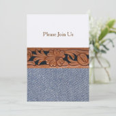 Denim and Leather Western Belt Invitation Sjabloon Kaart (Staand voorkant)