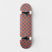 Denim and Oranje Checkerboard Art Skateboard Deck (Voorkant)