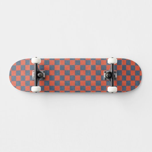 Denim and Oranje Checkerboard Art Skateboard Deck (Horizontaal)