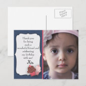 Denim and Pink Cupcakes Foto Birthday Dank je Briefkaart (Voorkant / Achterkant)