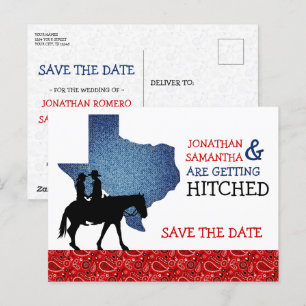 Denim and Red Bandana Texas Save the Date Briefkaart