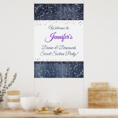 Denim and Silver Confetti Welcome Sign Poster (Keuken)