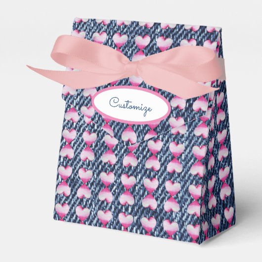 Denim and Stropdas Dyed Hearts Favor Box Bedankdoosjes (Voorkant Zijde)