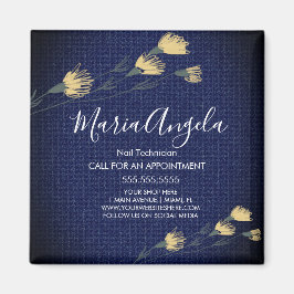 Denim and Wild Flowers Yellow Blue Salon Beauty Magneet