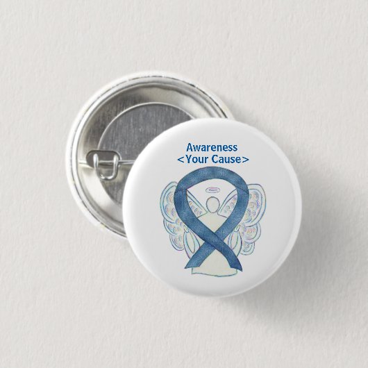 Denim Awareness Ribbon Angel Custom Button Pins (Voorkant /achterkant)