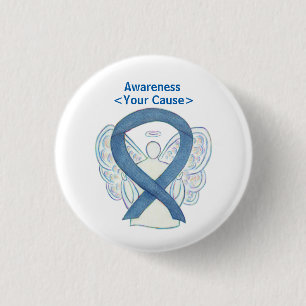 Denim Awareness Ribbon Angel Custom Button Pins
