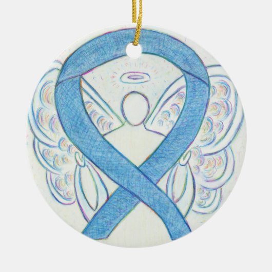 Denim Awareness Ribbon Angel Custom Ornament (Voorkant)