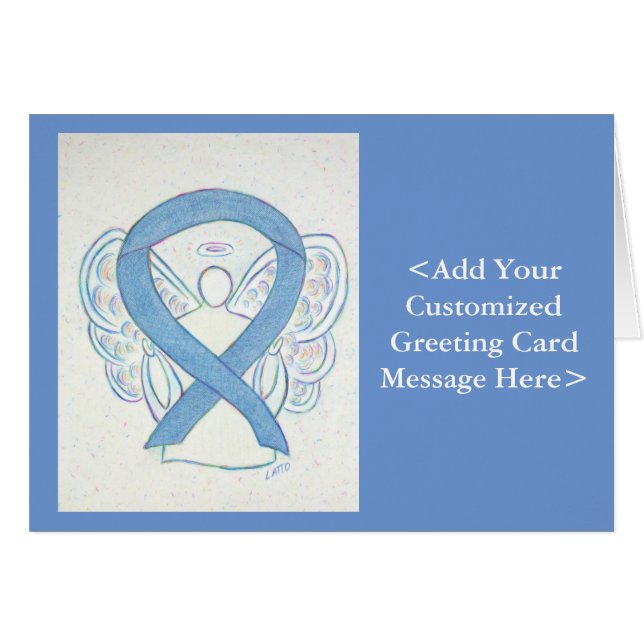 Denim Awareness Ribbon Angel-kaarten (Voorkant Horizontaal)