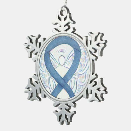 Denim Awareness Ribbon Angel Ornament (Rechts)