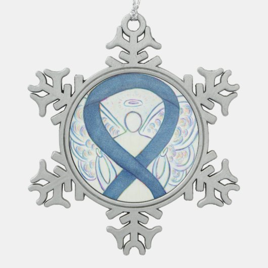 Denim Awareness Ribbon Angel Ornament (Voorkant)