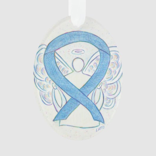 Denim Awareness Ribbon Angel Ornament (voorkant)
