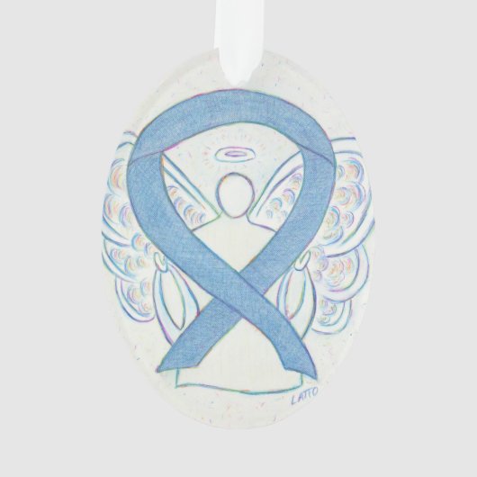 Denim Awareness Ribbon Angel Ornament (achterkant)