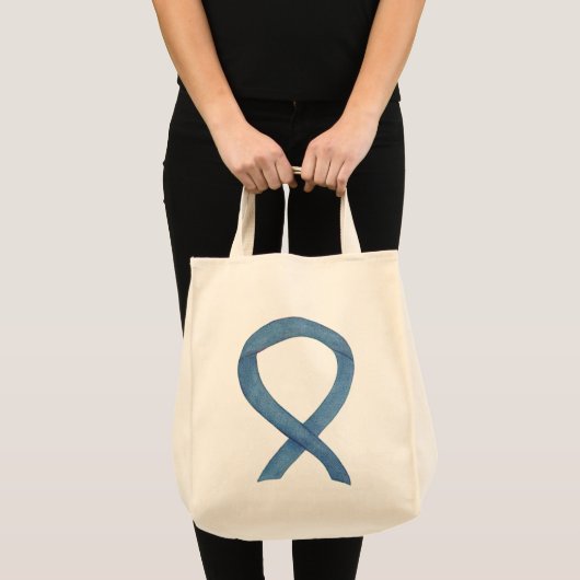 Denim Awareness Ribbon Custom Canvas tas (Voorkant (product))