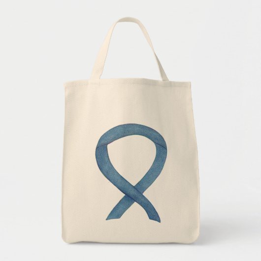Denim Awareness Ribbon Custom Canvas tas (Voorkant)