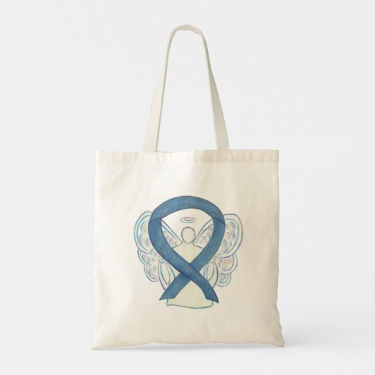 Denim Awareness Ribbon Custom Canvas tas (Achterkant)