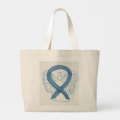 Denim Awareness Ribbon Custom Canvas tas (Achterkant)