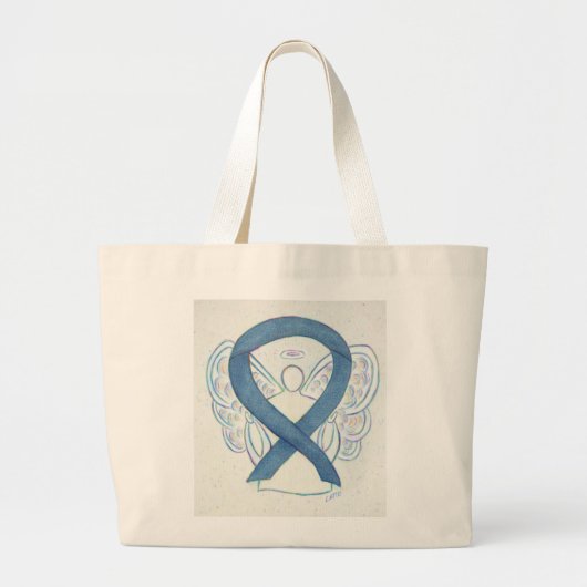 Denim Awareness Ribbon Custom Canvas tas (Voorkant)