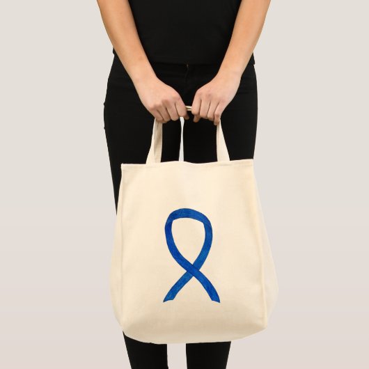 Denim Awareness Ribbon Custom Canvas tas (Voorkant (product))