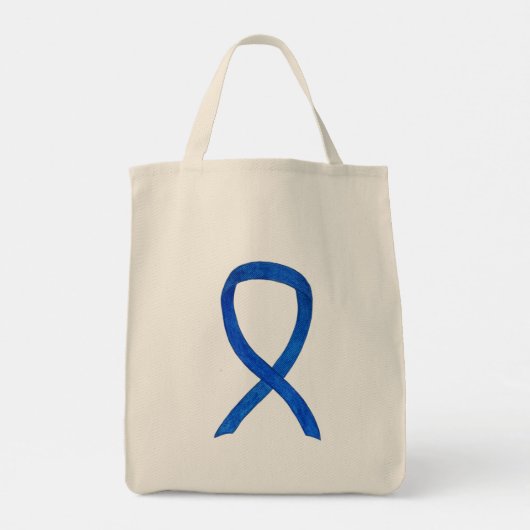 Denim Awareness Ribbon Custom Canvas tas (Achterkant)