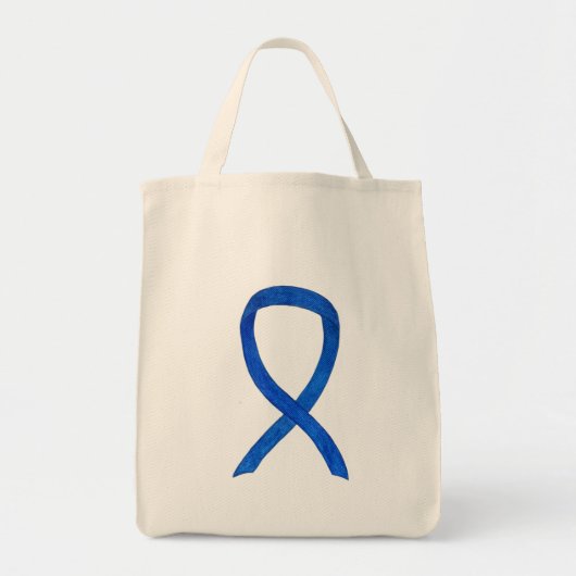 Denim Awareness Ribbon Custom Canvas tas (Voorkant)