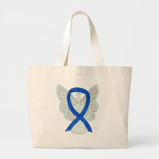 Denim Awareness Ribbon Custom Canvas tas (Voorkant)