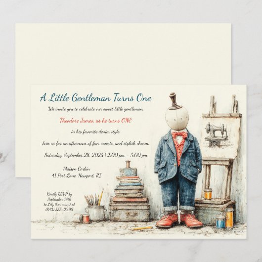 Denim Baby 1e verjaardag & parfum schets Kaart (Voorkant / Achterkant)