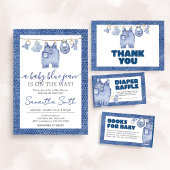 Denim Baby Blue Jean Baby shower Kaart