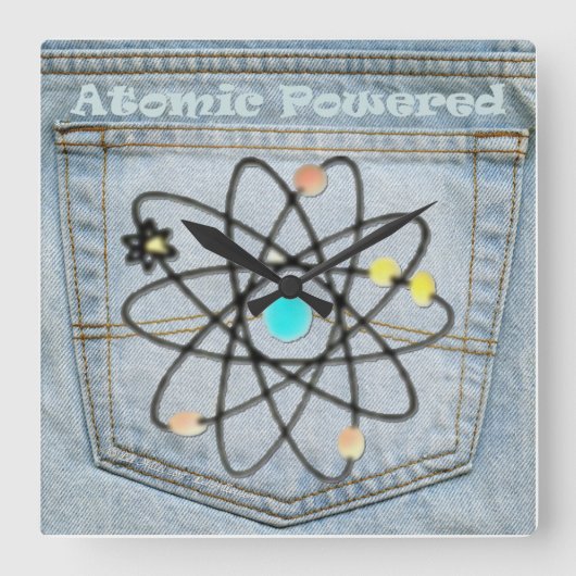 Denim Back Pocket "Atomic Powered" klok (Voorkant)