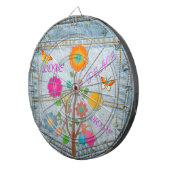 Denim Back Pocket Flowers Peace Love Hope Dartbord (Voorkant Rechts)