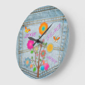Denim Back Pocket Flowers Peace Love Hope Grote Klok (Hoek)