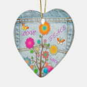 Denim Back Pocket Flowers Peace Love Hope Keramisch Ornament (Links)