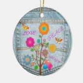 Denim Back Pocket Flowers Peace Love Hope Keramisch Ornament (Links)