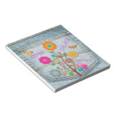 Denim Back Pocket Flowers Peace Love Hope Notitieblok (Schuin)