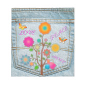 Denim Back Pocket Flowers Peace Love Hope Notitieblok (Voorkant)