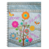 Denim Back Pocket Flowers Peace Love Hope Notitieboek (Voorkant)