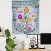 Denim Back Pocket Flowers Peace Love Hope Poster (Thuiskantoor)