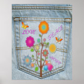 Denim Back Pocket Flowers Peace Love Hope Poster (Voorkant)