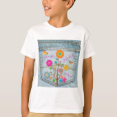 Denim Back Pocket Flowers Peace Love Hope T-shirt (Voorkant)