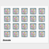Denim Back Pocket Flowers Peace Love Hope Vierkante Sticker (Vel)