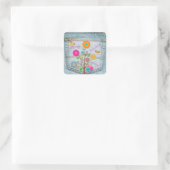 Denim Back Pocket Flowers Peace Love Hope Vierkante Sticker (Tas)