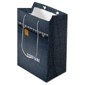denim bag, blauwe denim verjaardagsfeestje Gift Ba Medium Cadeauzakje (Voorkant Gekanteld)