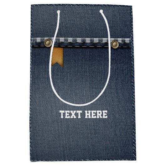 denim bag, blauwe denim verjaardagsfeestje Gift Ba Medium Cadeauzakje (Voorkant)